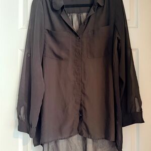 Xhilaration Elegant Black long shirt/dress - sheer XL